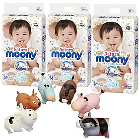 Combo 3 gói tã quần Moony Natural cao cấp size M46 tặng thú nhún Toys House