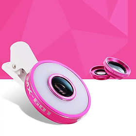 6 in 1 Filling Light 8L-EDs Wide-angle Fish-eye Lens Universal Selfie Phone Lamp (Silver)