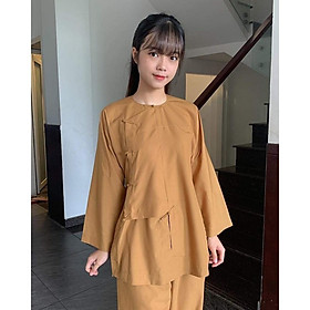 Đồ Lam Đi Chùa # Mẫu Vạt Hò - Vàng Bò  Nút Thắt,Size 30 - 4 - 68kí  