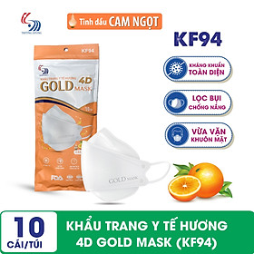 Khẩu trang y tế Hương tinh dầu Cam Ngọt 4D Gold Mask (KF94) - Túi 10 chiếc