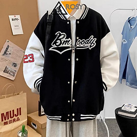 Hình ảnh Áo khoác dù bomber unisex bóng chày 2 lớp tảng nhiệt phong cách Hàn Quốc nam nữ mặc cặp phù hợp chất dù dày dặn cao cấp, Áo khoác Bomber nam nữ chất phong cách bóng chày sành điệu, Áo khoác gió bomber form rộng unisex mặc cặp - couple