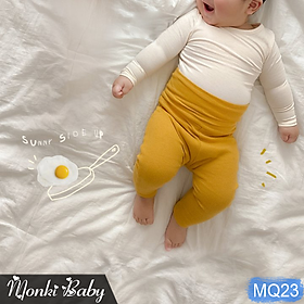 Quần cotton cao cấp cho bé sơ sinh, dáng cạp cao giữ ấm bụng, chất mềm mịn siêu đẹp, có lựa chọn lót lông mịn ấm | MQ23