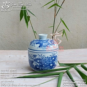 Thố sứ chưng tổ yến men lam cổ gốm sứ Bát Tràng cao cấp
