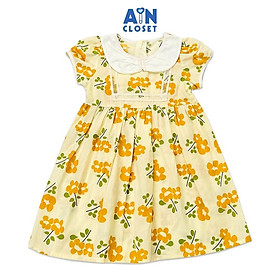 Đầm bé gái họa tiết hoa Chăm Pa vàng cotton - AICDBGYAXYQI - AIN Closet