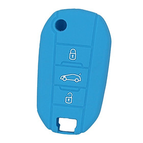 Silicone Car Key Case Cover For AUDI Remote Key Fob Case Shell 3 Buttons Light Blue