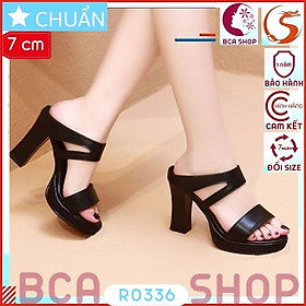 Giày cao gót nữ màu đen 7p RO336 ROSATA tại BCASHOP hở mũi, hở gót, cắt sành điệu và thời trang