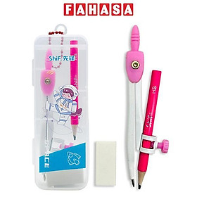 Bộ Compa 3 Món - Bút Chì Gỗ - ShiF 3156 - Màu Hồng