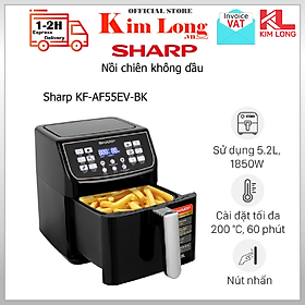 Mua Nồi Chiên Không Dầu Sharp KF-AF55EV-BK Chống Dính 5.5L Màn Hình LED 12 Thực Đơn Tự Động - Hàng chính hãng