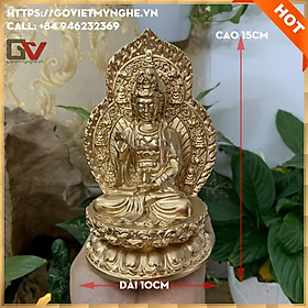 Mua Tượng đá phật quán thế âm bồ tát + chữ phật - màu nhũ vàng