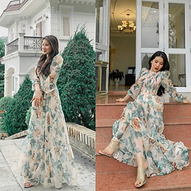 Đầm Hoa Xòe Rộng Maxi HÀNG THIẾT KẾ CAO CẤP