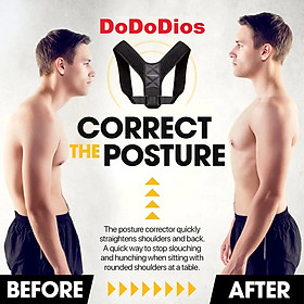 Back Brace Posture Corrector for Women and Men - Adjustable Upper Back Brace Straightener for Posture and Clavicle Support - Upper Spine Support, Providing Pain Relief From Neck, Upper Back Corrector and Shoulder (25-50") - dododios đai chống gù lưng