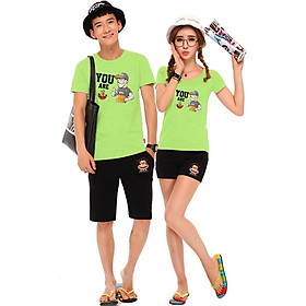 Bộ Áo Thun Đôi Nam Nữ You are Màu Xanh Chuối