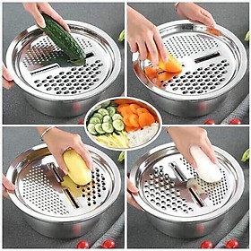 Mua Bộ bào nạo rau củ 4 trong 1 kiêm rổ và chậu inox 304 cao cấp đa năng siêu sắc
