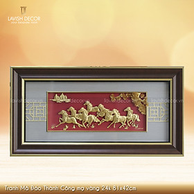 Tranh Mã Đáo Thành Công mạ vàng 24k 81x42cm