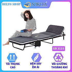 Giường gấp đa năng gấp gọn NIKITA, khung thép sơn tĩnh điện, xếp gọn thành ghế sofa, có bánh xe