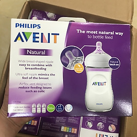 SET 3 BINH SỮA PHILIPS AVENT NATURAL SCF013/37 -260 ML MÀU TRẮNG TY MẪU MỚI