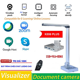 Mua ROGTZ - Máy Chiếu Vật Thể Scan Tài Liệu Màu Tốc Độ Cao K800 Plus Lấy Nét Tự Động Scan A3/A4/A5 Camera 10MP Kết Nối VGA - HDMI - USB - AV Google Meet Văn Phòng Lớp Học DirectConnect Visualizer UltraZoom GoogleMeet Office Classroom Hàng Chính Hãng