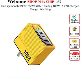 Cốc sạc nhanh WP-U155 WEKOME 3 cổng 100W 1A+2C cherger- Hàng chính hãng