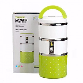 Mua Cặp Lồng Cơm 3 Tầng Giữ Nhiệt Chấm Bi Ruột Inox - Giao màu ngẫu nhiên