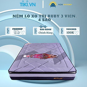 Nệm lò xo túi Ruby 2 viền vải gấm xốp 180x200x25cm