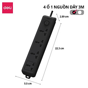 Ổ Cắm Điện Deli Ổ ĐIện Đa Năng Chống Cháy Nổ 2500W Cổng Sạc USB/ TypeC Thông Minh Nhiều Màu Lựa Chọn