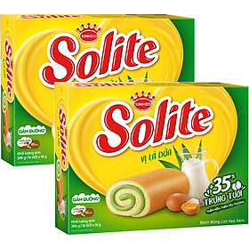 Combo 2 Hộp Bánh Solite cuộn kem vị lá dứa 288g