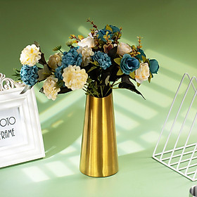 Stainless Steel Flower Vase, Luxury Artificial Flower Plant Holder Home Centerpieces Stems Bunch Flower Arrangement Wedding Home Table Decor