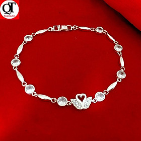 Lắc tay nữ cặp đôi Thiên Nga chất liệu bạc ta đính đá cao cấp trang sức Bạc Quang Thản - QTLTNU17