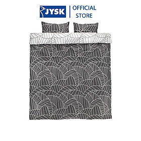 Bộ vỏ chăn gối đôi cotton | JYSK Paula | cotton màu trắng/xám | R200xD220cm/R50xD75cm