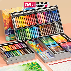 Bút Sáp Dầu Chuyên Nghiệp Soft Oil Pastels Đắp Tranh Nổi Vẽ Tranh Tô Màu Học Sinh Deli - Màu Hạng Hoạ Sĩ - Đính Kèm Nhiều Màu Trắng Nhiều Bảng Màu Đa Dạng Pastel