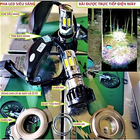 1 ĐÈN PHA LED 6 TIM SIÊU SÁNG LẮP XE MÁY ÔTÔ