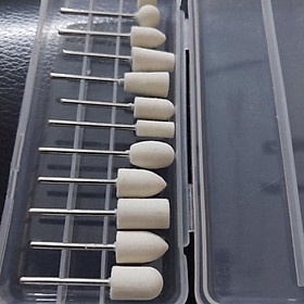 Mua Bộ 12 đầu mài lông cừu cán 3mm đánh bóng trang sức kim loại đá thủy tinh gỗ gạch men nhựa