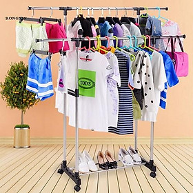 Mua Kệ  giàn phơi quần áo đa năng 2 tầng có bánh xe