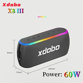 XDobo X8III 60W Loa Bluetooth di động ngoài trời Trụ cột không dây RGB Bass Loa 360 Stereo TWS Loa Caixa De Som Màu sắc: Đen