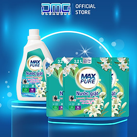 Combo Chai Nước Giặt Maxpure Hương Lily 3L + 3 Túi Nước Giặt Hương Lily 3.2L