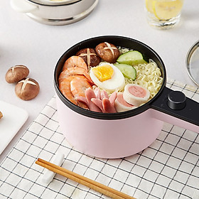 Nồi lẩu điện mini -Chảo Điện Đa Năng(Chiên, Rán, Hầm, Luộc...) Hàng Nội Địa Cao Cấp, 1200ml (giao màu ngâu nhiên )