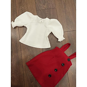 Váy bé gái ,váy yếm đỏ 2 dây kết hợp với áo trắng SIÊU DỄ THƯƠNG Sinh Nhật 8-23kg Angel Baby Thời Trang Thiết Kế