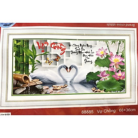 tranh thêu chữ thập Vợ chồng 66x36cm - chưa thêu