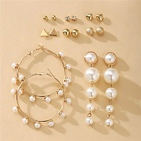 Set khuyên tai 11 kiểu dáng màu vàng phong cách Hàn Quốc retro thời trang nữ