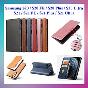 Bao da ốp lưng dành cho Samsung Galaxy S20, S20 Plus, S20 FE, S20 Ultra, S21, S21 FE, S21 Plus, S21 Ultra dạng ví cao cấp, kiểu dáng sang trọng thời trang, ngăn đựng thẻ tiện lợi, bảo vệ điện thoại toàn diện