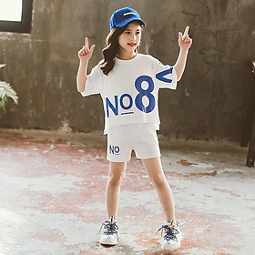 Bộ Đồ Áo Quần Cotton Cộc Tay In Hình No 8 Phom Thể Thao Dành Cho Bé Gái - Babimama