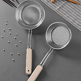 Mua Vợt chao  muỗng vớt inox lỗ tròn cán gỗ