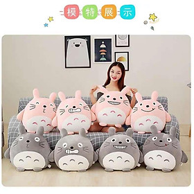 Mua Bộ Chăn Gối Văn Phòng Biểu Cảm Totoro Tròn  Chu Môi  Cười Mỉm  Nhe Răng Màu Xám  Hồng 3in1(#Gối_Chăn_ủ tay)