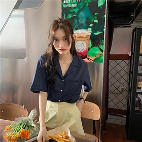 Áo sơ mi cổ v cộc tay - Áo kiểu công sở nữ 4 màu