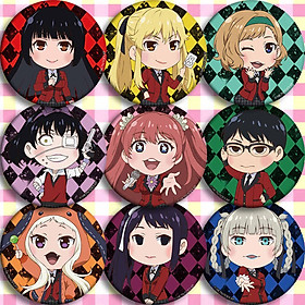 Combo 9 huy hiệu KAKEGURUI - HỌC VIỆN ĐỎ ĐEN anime chibi
