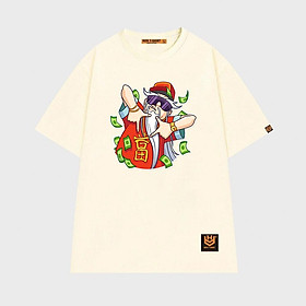 Áo thun unisex ông Tơ mặc áo thần Tài nhiều tiền đô phong cách Rapper vui nhộn money shirt BND288 - Kem