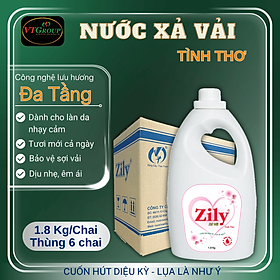 Nước xả vải Zily - 1.8kg (6 chai/thùng) - Tặng 1 Chai Xịt Thơm & Khử Mùi Zily 300g