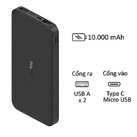 Pin sạc dự phòng XiaoMi Power Bank 10000MAH Redmi đen VXN4305GL - Hàng