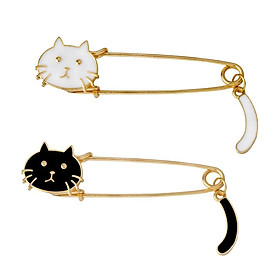 2pcs Gold  Alloy Metal Pin Brooches Cat Tail Brooches Large Safety Pins