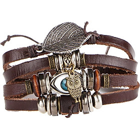 Vintage Style Multilayer PU Leather Braided Bracelet Jewelry Men Women
